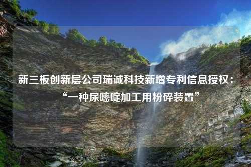 新三板创新层公司瑞诚科技新增专利信息授权：“一种尿嘧啶加工用粉碎装置”