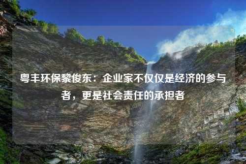 粤丰环保黎俊东：企业家不仅仅是经济的参与者，更是社会责任的承担者